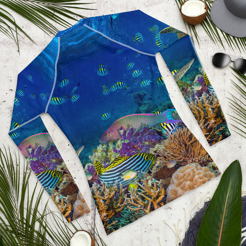 Men's Coral Reef Athletic Fit Premium Rash Guard UPF 50+